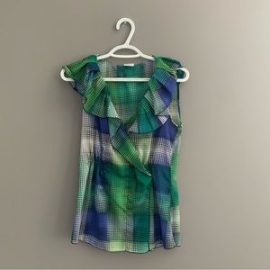 Suzy Shier Medium Green and Blue Blouse